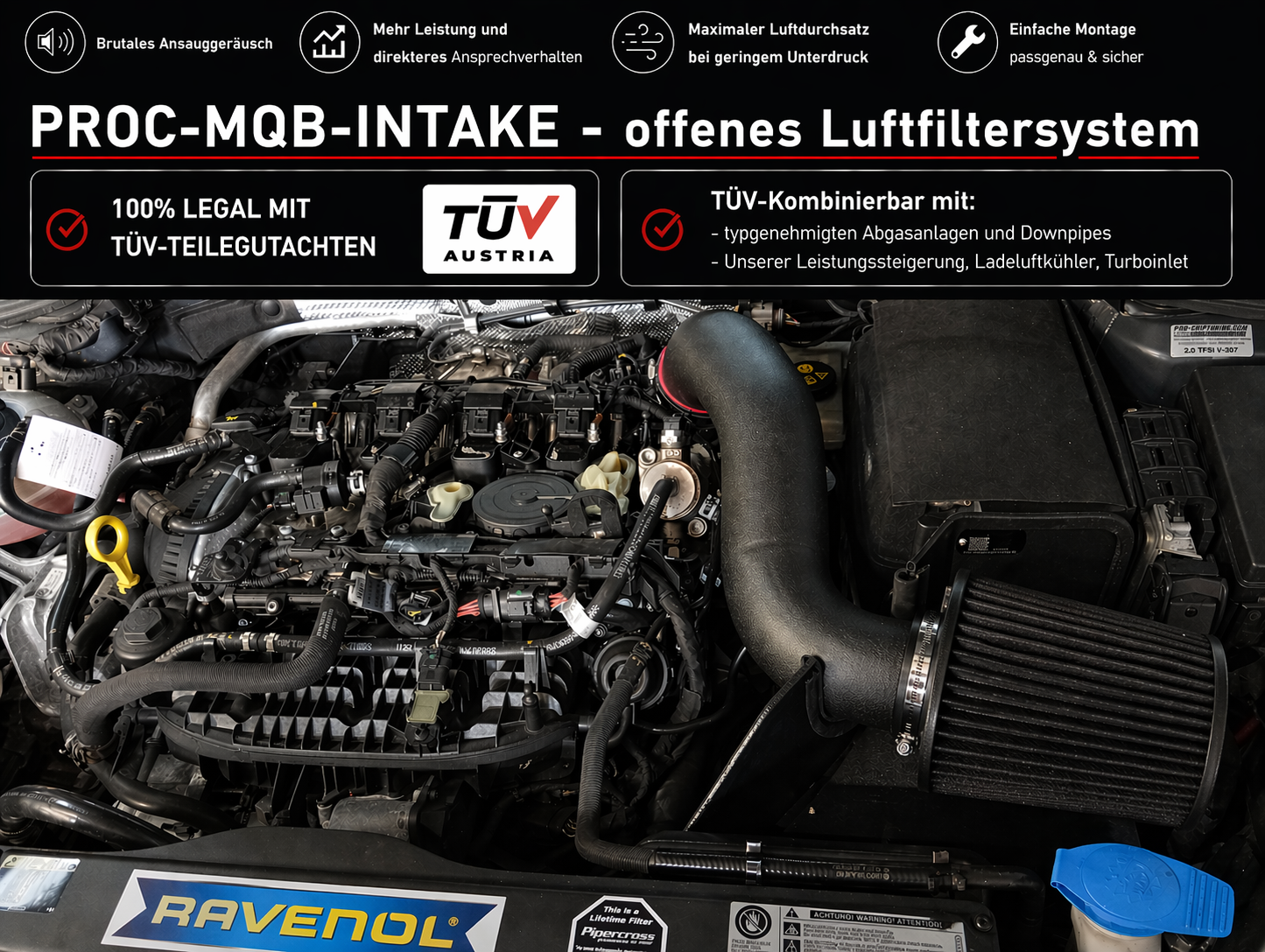 PROC-MQB-INTAKE offene Ansaugung Intake Audi Q2 / SQ2 inkl. TÜV-Gutachten