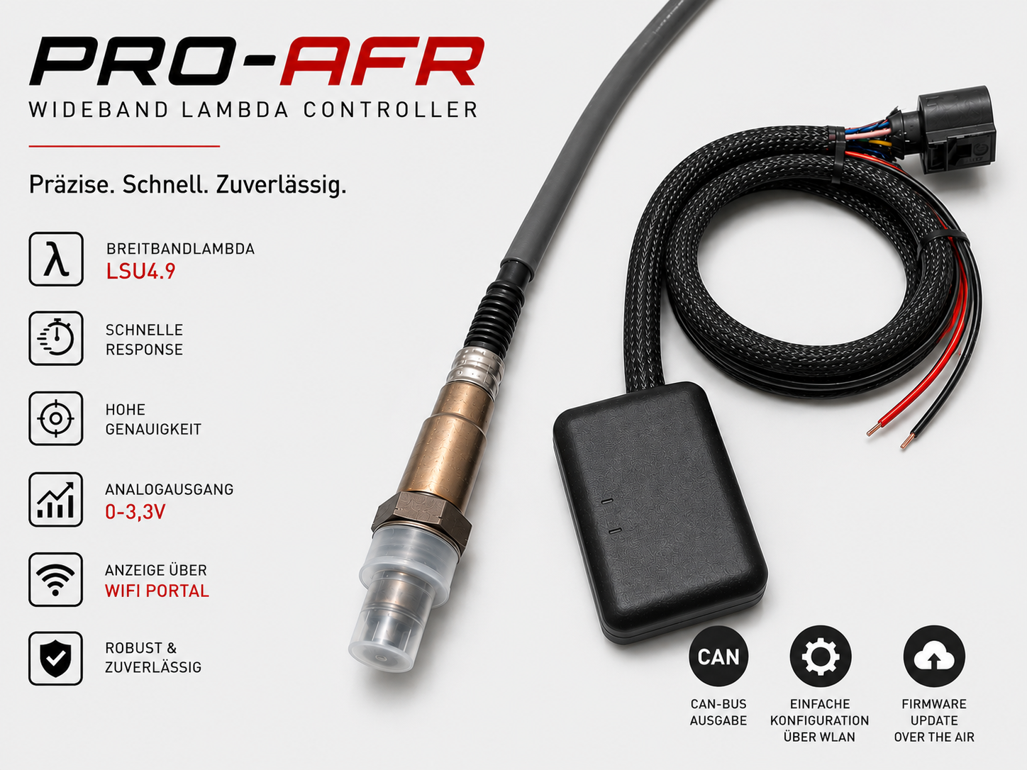 PRO-AFR Wideband Lambdacontroller LSU4.9 (WIFI, CAN, Handy-App)